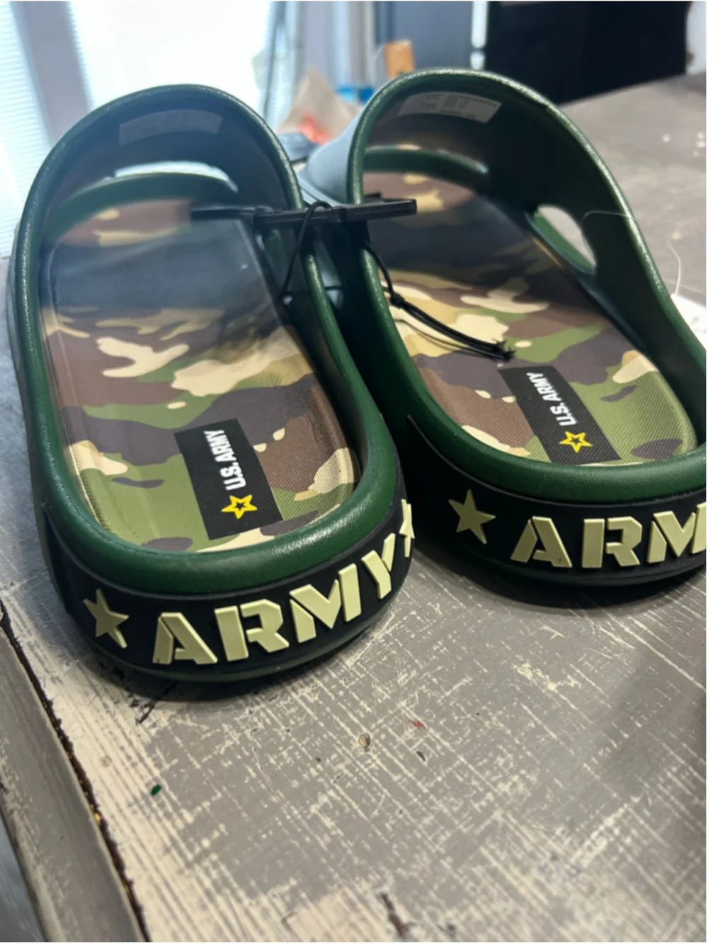 Men's Ground Up U.S. Army Comfort Slides Size 13 Green Camo